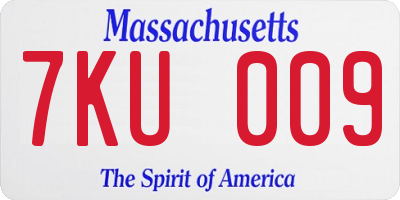 MA license plate 7KU009