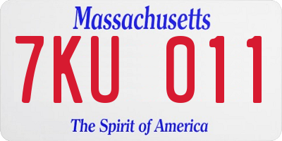 MA license plate 7KU011