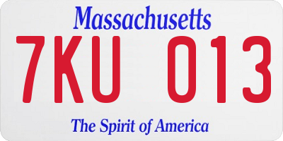 MA license plate 7KU013