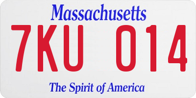 MA license plate 7KU014