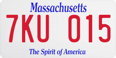 MA license plate 7KU015