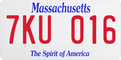 MA license plate 7KU016