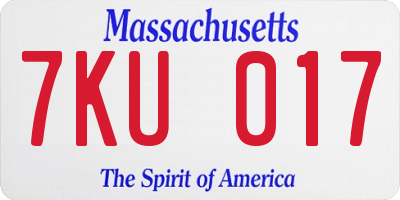 MA license plate 7KU017