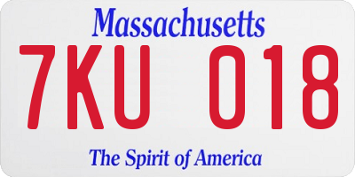 MA license plate 7KU018