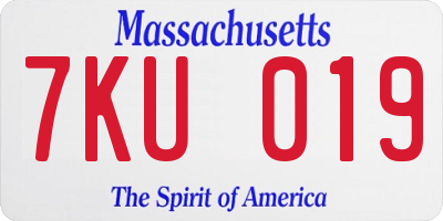 MA license plate 7KU019