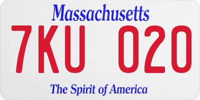 MA license plate 7KU020