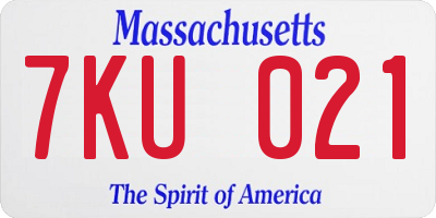 MA license plate 7KU021