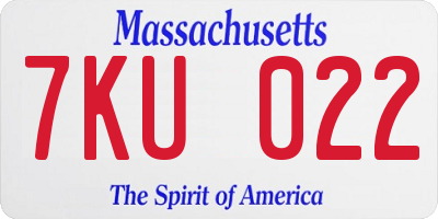 MA license plate 7KU022