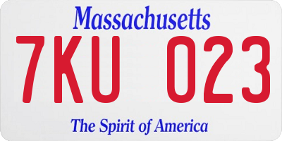 MA license plate 7KU023
