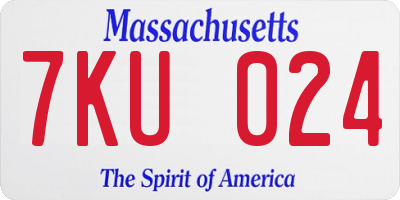 MA license plate 7KU024