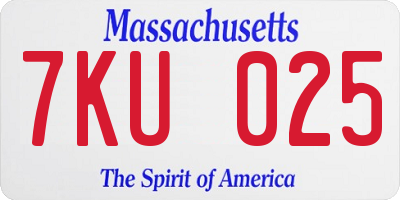 MA license plate 7KU025