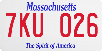 MA license plate 7KU026