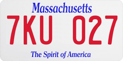MA license plate 7KU027