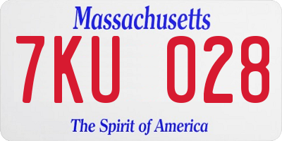 MA license plate 7KU028