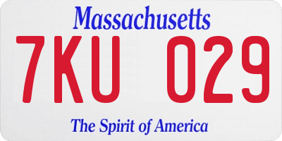 MA license plate 7KU029