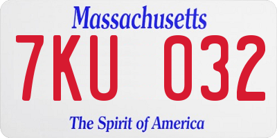 MA license plate 7KU032