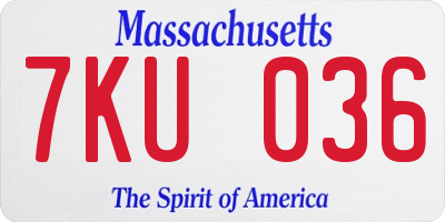 MA license plate 7KU036