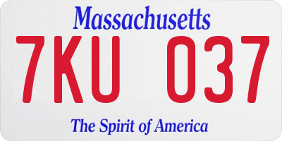 MA license plate 7KU037