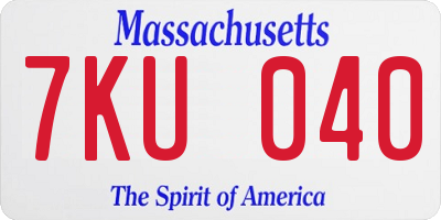 MA license plate 7KU040