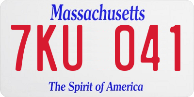 MA license plate 7KU041