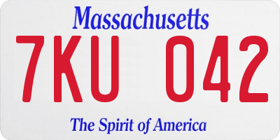 MA license plate 7KU042
