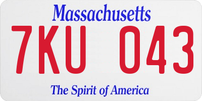 MA license plate 7KU043