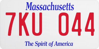 MA license plate 7KU044
