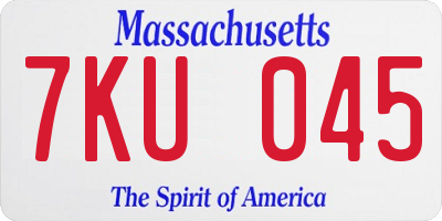 MA license plate 7KU045