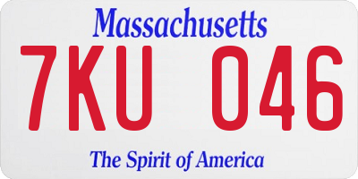 MA license plate 7KU046