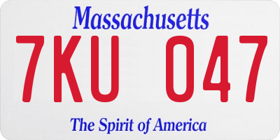 MA license plate 7KU047