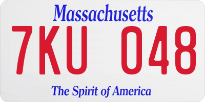 MA license plate 7KU048