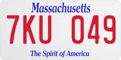 MA license plate 7KU049