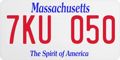 MA license plate 7KU050
