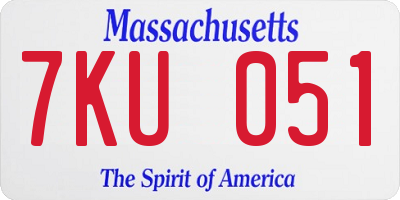 MA license plate 7KU051