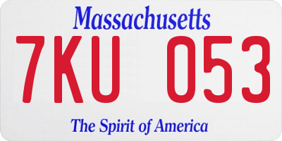 MA license plate 7KU053