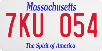 MA license plate 7KU054