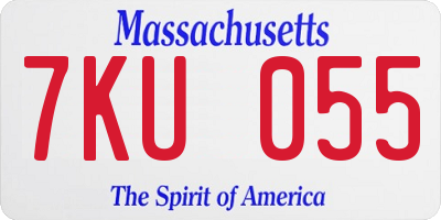 MA license plate 7KU055