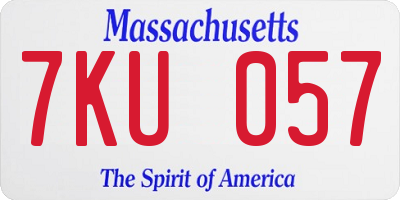 MA license plate 7KU057