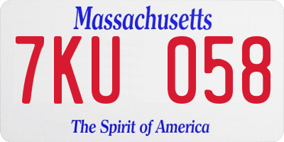 MA license plate 7KU058