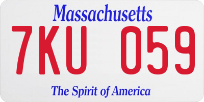 MA license plate 7KU059