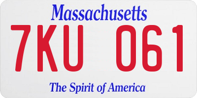 MA license plate 7KU061