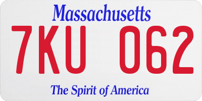 MA license plate 7KU062