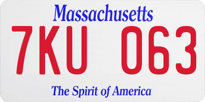 MA license plate 7KU063
