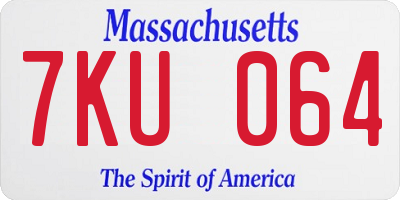MA license plate 7KU064