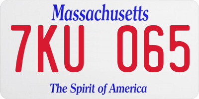 MA license plate 7KU065
