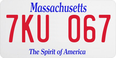 MA license plate 7KU067