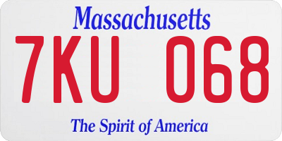 MA license plate 7KU068