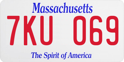 MA license plate 7KU069