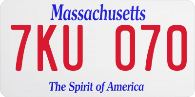 MA license plate 7KU070