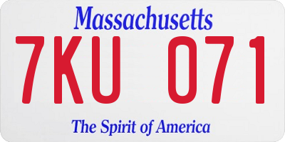 MA license plate 7KU071